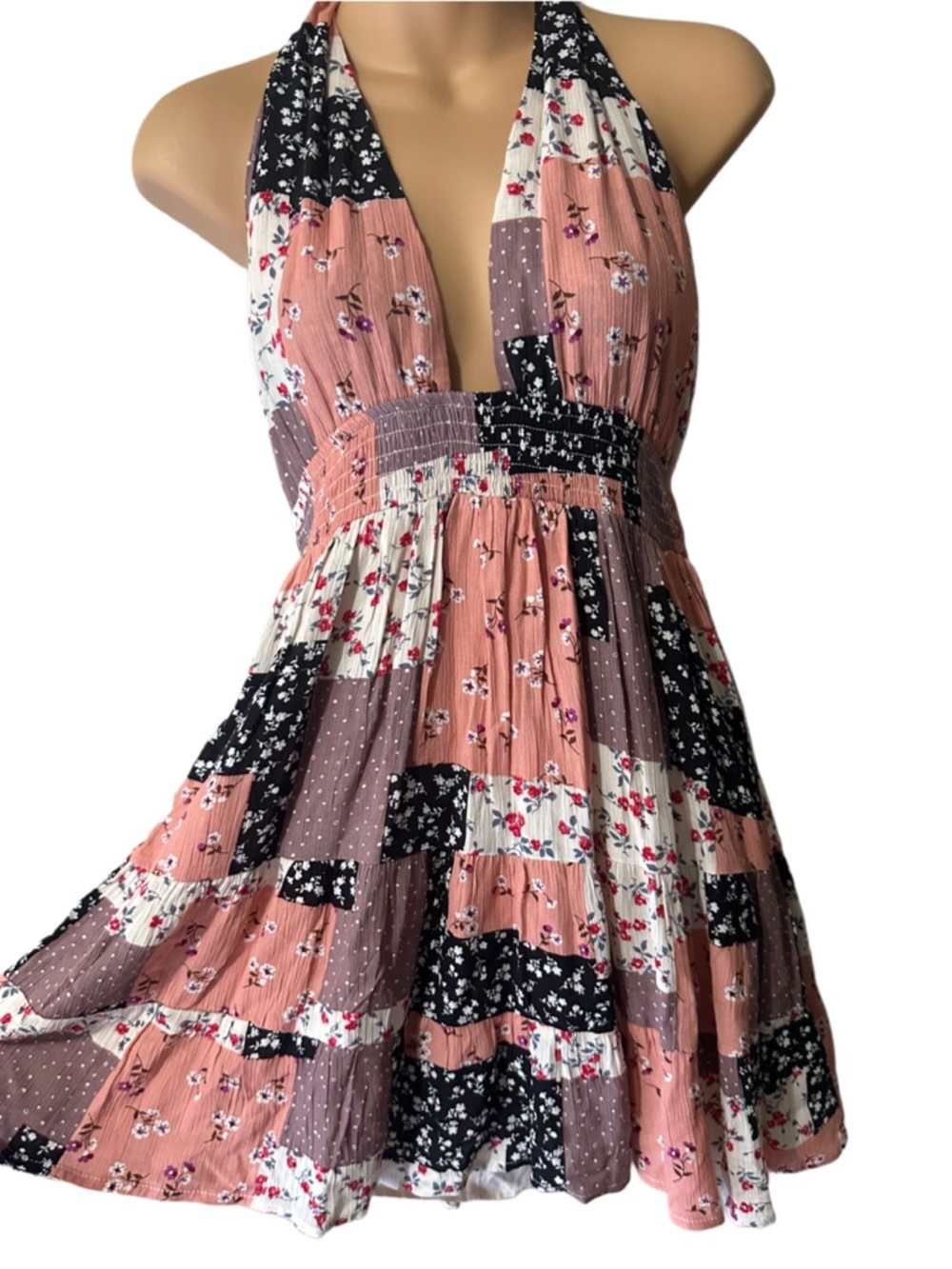 Hersy Halter Backless Tie Strap Patchwork Cottage… - image 2